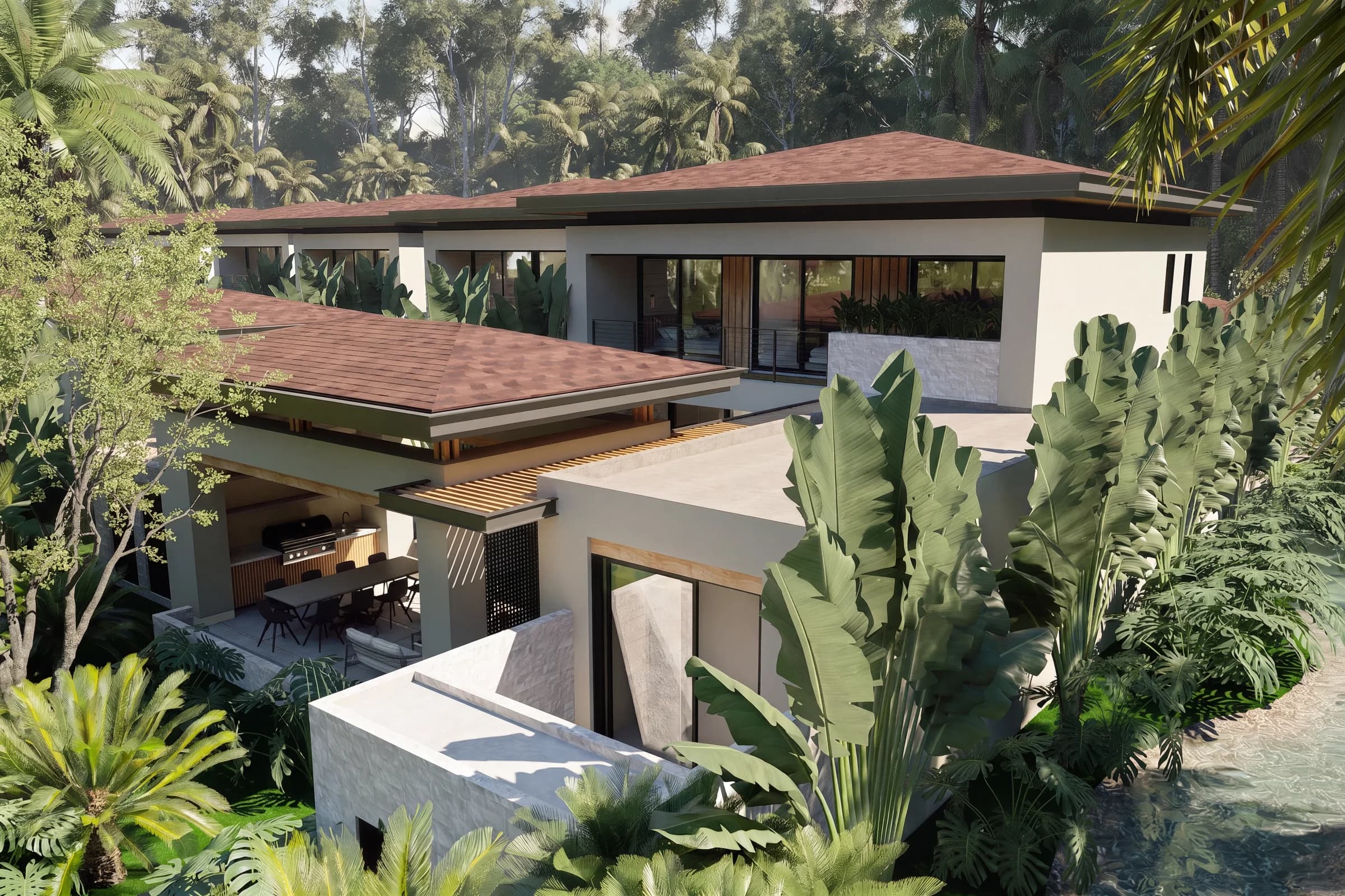 Model A outdoor dining terrace and grill